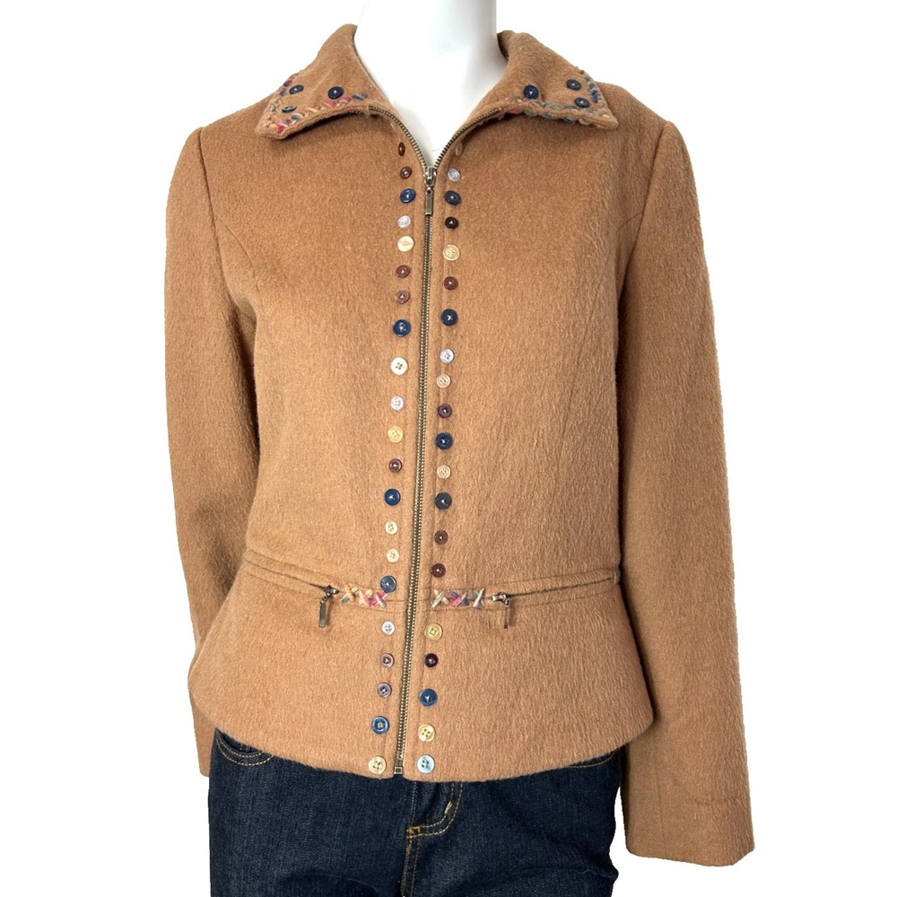 Andean Tradition Alpaca Jacket M Hand Finished Embroidered Southwestern Boho SW